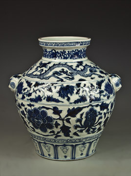 元青花雕瓷双龙赶珠缠枝牡丹纹罐h.35cm rmb8,800,000